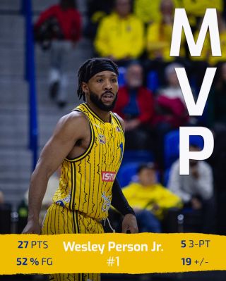 MVP včerejšího zápasu byl s 27 body @wespersonjr 🔥 Wesley zaznamenal už v první čtvrtině 16 bodů z toho 4/4 trojky 👌...